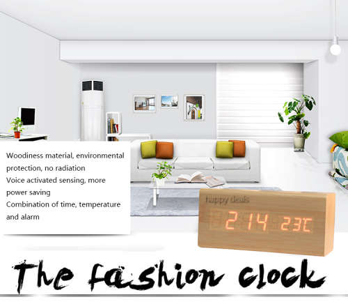 LED Wooden Digital Clock USB Powered