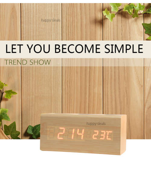LED Wooden Digital Clock USB Powered