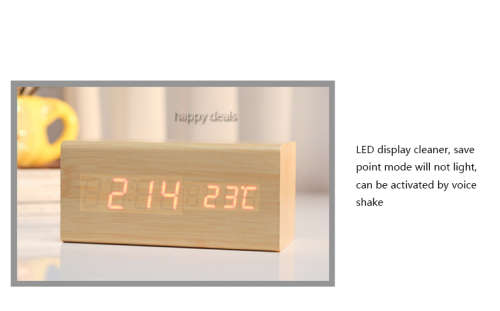 LED Wooden Digital Clock USB Powered