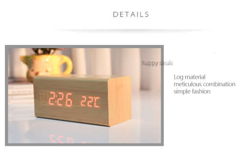LED Wooden Digital Clock USB Powered
