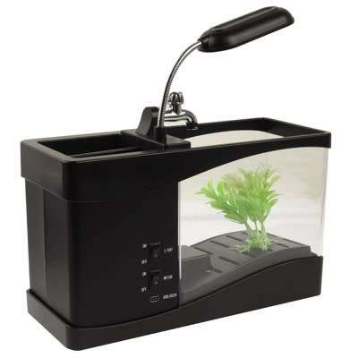 USB Desktop Aquarium Mini Fish Tank With LCD Display Multi functional Calendar