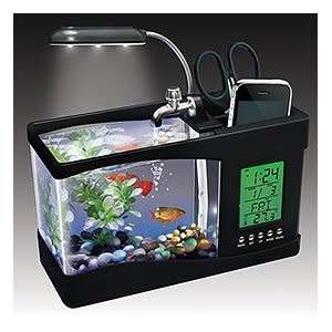 USB Desktop Aquarium Mini Fish Tank With LCD Display Multi functional Calendar