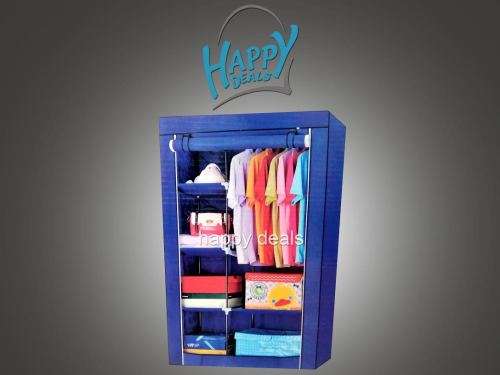 Portable Cloth Wardrobe Storage 4 Shelves ( Beige, Brown, Red, Grey)