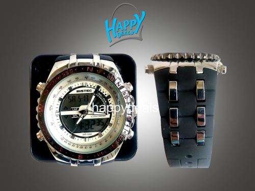 BISTEC Dual Movt Outdoor Watch Alarm Stopwatch Calendar Men Wristwatch
