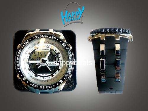 BISTEC Dual Movt Outdoor Watch Alarm Stopwatch Calendar Men Wristwatch