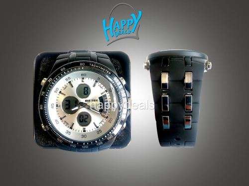 BISTEC Dual Movt Outdoor Watch Alarm Stopwatch Calendar Men Wristwatch