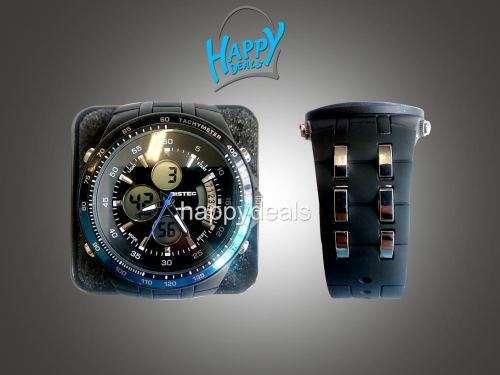 BISTEC Dual Movt Outdoor Watch Alarm Stopwatch Calendar Men Wristwatch