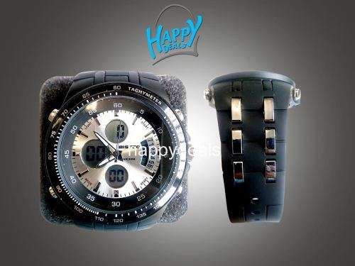 BISTEC Dual Movt Outdoor Watch Alarm Stopwatch Calendar Men Wristwatch