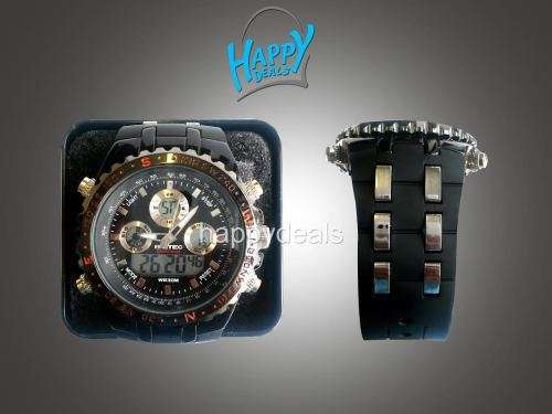 BISTEC Dual Movt Outdoor Watch Alarm Stopwatch Calendar Men Wristwatch