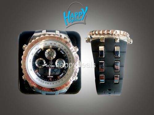 BISTEC Dual Movt Outdoor Watch Alarm Stopwatch Calendar Men Wristwatch