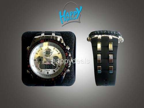 BISTEC Dual Movt Outdoor Watch Alarm Stopwatch Calendar Men Wristwatch