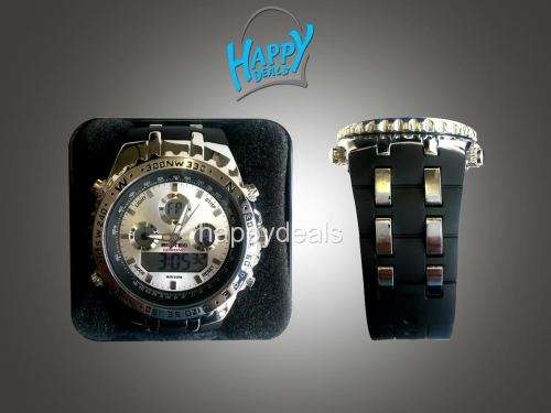 BISTEC Dual Movt Outdoor Watch Alarm Stopwatch Calendar Men Wristwatch