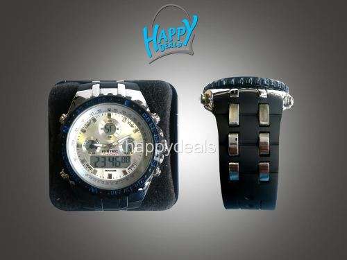 BISTEC Dual Movt Outdoor Watch Alarm Stopwatch Calendar Men Wristwatch