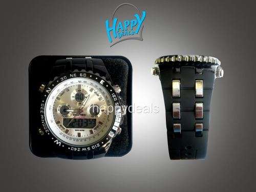 BISTEC Dual Movt Outdoor Watch Alarm Stopwatch Calendar Men Wristwatch