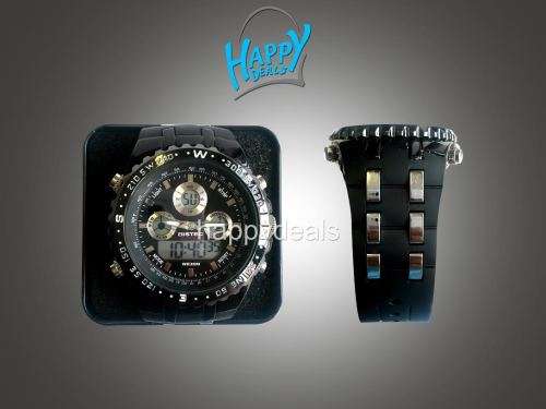 BISTEC Dual Movt Outdoor Watch Alarm Stopwatch Calendar Men Wristwatch