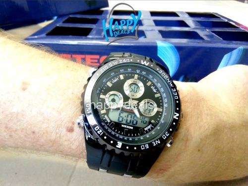 BISTEC Dual Movt Outdoor Watch Alarm Stopwatch Calendar Men Wristwatch