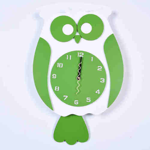Colourful Owl Wall Clock ( Green, White)