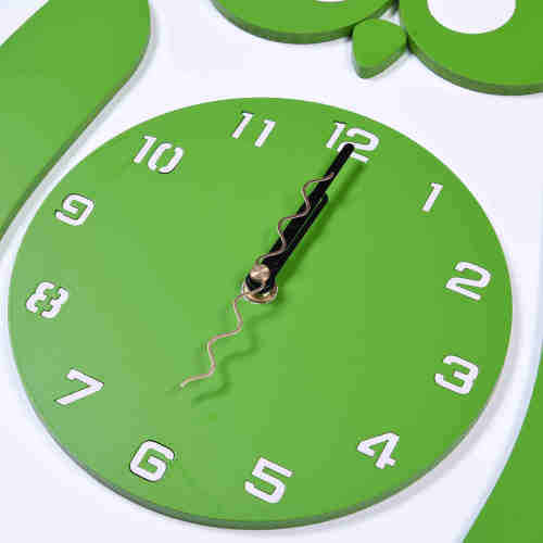 Colourful Owl Wall Clock ( Green, White)