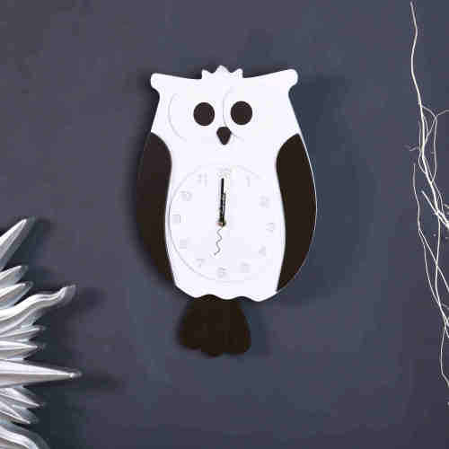 Colourful Owl Wall Clock ( Green, White)