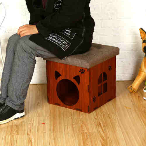 Pet Bed Play House For Cat Or Puppy And A Seat Brown