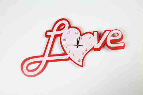 Red and White Love Wooden Wall Clock!!!!!