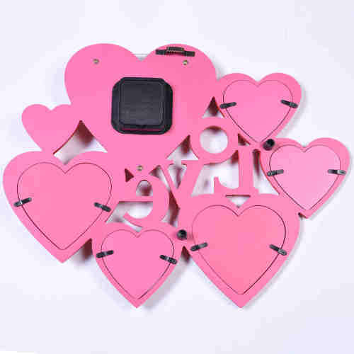 Wooden Heart Wall Photo Collage Clock