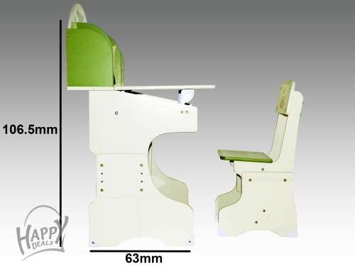 Children's 3 In 1 Wooden Desk, Chair & Chest (Pink, Green)