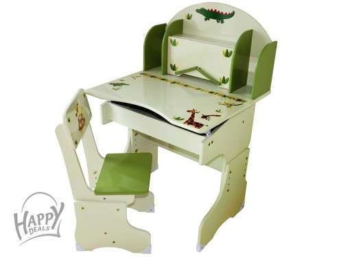 Children's 3 In 1 Wooden Desk, Chair & Chest (Pink, Green)