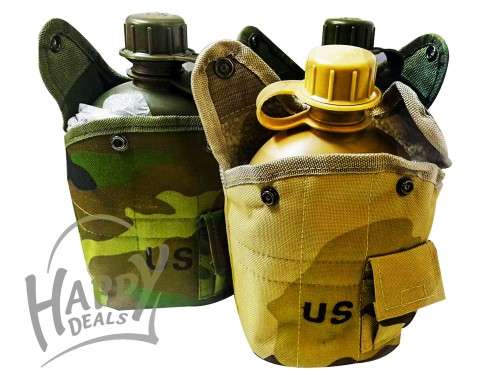 ARMY COMBAT MILITARY WATER BOTTLE DPM US GI BRITISH CAMO WAIST BELT POUCH CLIP