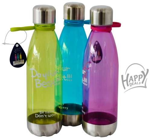 WATER BOTTLE WITH METALIC BASE AND CAP