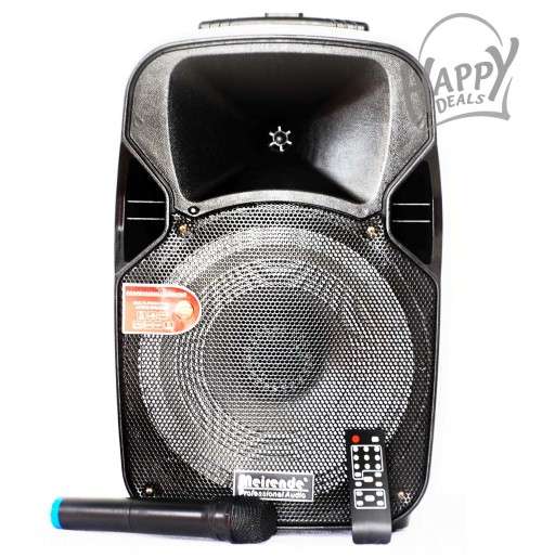 Powered 12" DJ PA Speaker Bluetooth USB Remote 1 Mic Karaoke TF/SD/USB