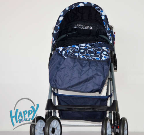 MISMOL TOP DRIVE BLUE AND WHITE PRAM WITH REVERSIBLE HANDLE