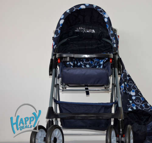 MISMOL TOP DRIVE BLUE AND WHITE PRAM WITH REVERSIBLE HANDLE