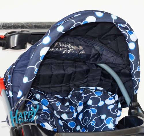 MISMOL TOP DRIVE BLUE AND WHITE PRAM WITH REVERSIBLE HANDLE