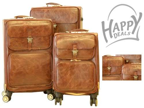 3 PIECE LEATHER CARRY-ON LUGGAGE SET