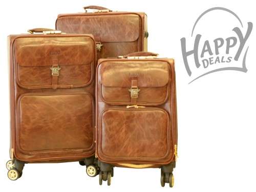 3 PIECE LEATHER CARRY-ON LUGGAGE SET