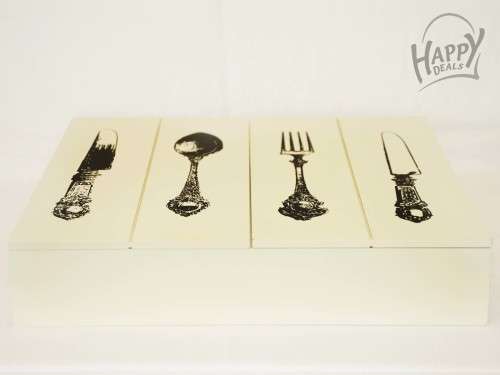 WOODEN CUTLERY STORAGE BOX WITH TWO LIDS