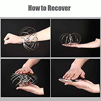 Silver Stainless Steel Magic Flow Ring Kinetic Spring Toys interactive decorative tactile pun