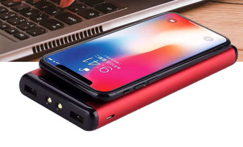 Qi Wireless Portable Charger, 10000mAh Fast Charging Power Bank with LED