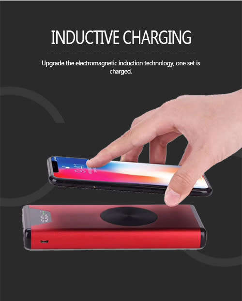 Qi Wireless Portable Charger, 10000mAh Fast Charging Power Bank with LED