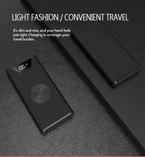 Qi Wireless Portable Charger, 10000mAh Fast Charging Power Bank with LED