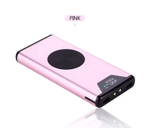 Qi Wireless Portable Charger, 10000mAh Fast Charging Power Bank with LED