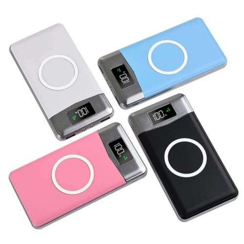 Portable Fast QI Wireless Charger with HD LED Screen & built-in 10000 mAh Power Bank