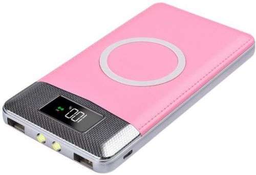 Portable Fast QI Wireless Charger with HD LED Screen & built-in 10000 mAh Power Bank