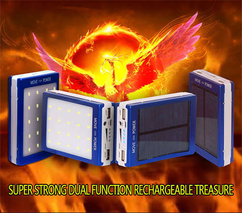 Dual USB Port Solar Battery Charger Portable Backup Power Bank with Solar Charging Technology