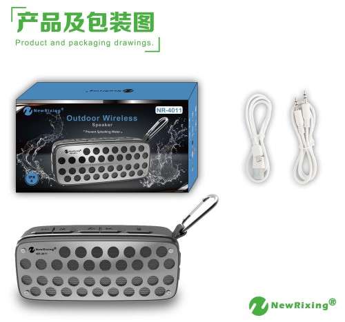 New Rixing Outdoor Wireless Speaker - Prevent Splashing Water ( Grey,Black,Green,Red)