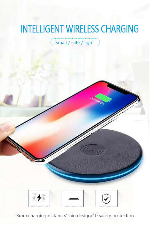 Round Qi Wireless Charger For Iphone X 8 Plus Fast Charging Pad For Samsung S8/Plus High Quality