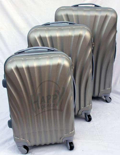 Set of 3 Suitcases Travel Trolley Luggage, ABS with 360 degrees Universal Wheels(Silver ONLY)