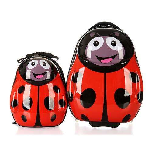 2 PCS SET 3D children trolley school bags kids luggage trolley bag suitcase
