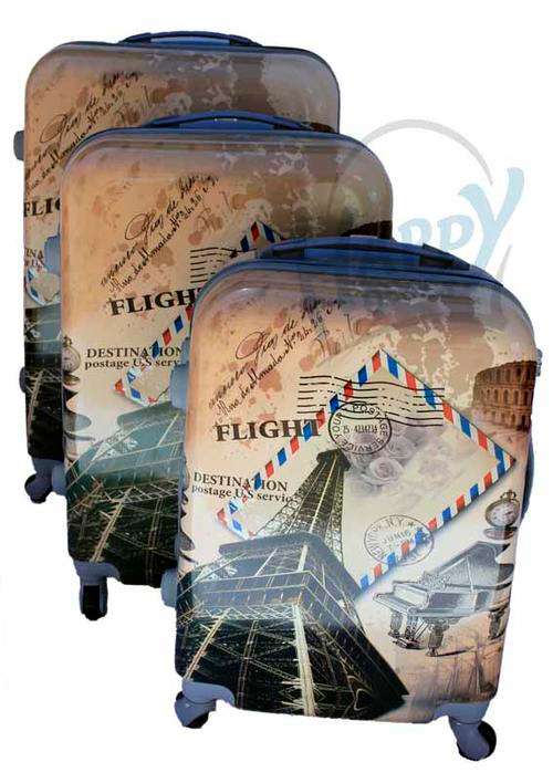 Set of 3 Suitcases Paris Luggage set PC( Polycarbonate Plastic) 360 degrees Universal Wheels